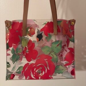 Dooney & Bourke Red Floral Transparent Tote